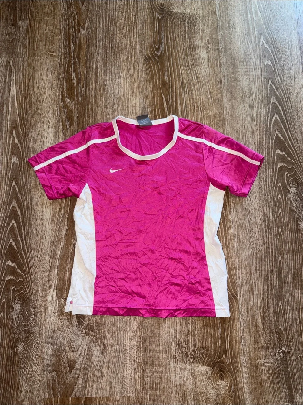 Vintage Y2K Nike Pink and White Athletic Tee